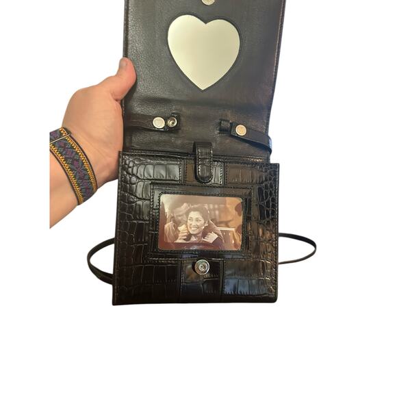 Brighton Black Croc Embossed Leather Crossbody Organizer Bag - Picture 14 of 14